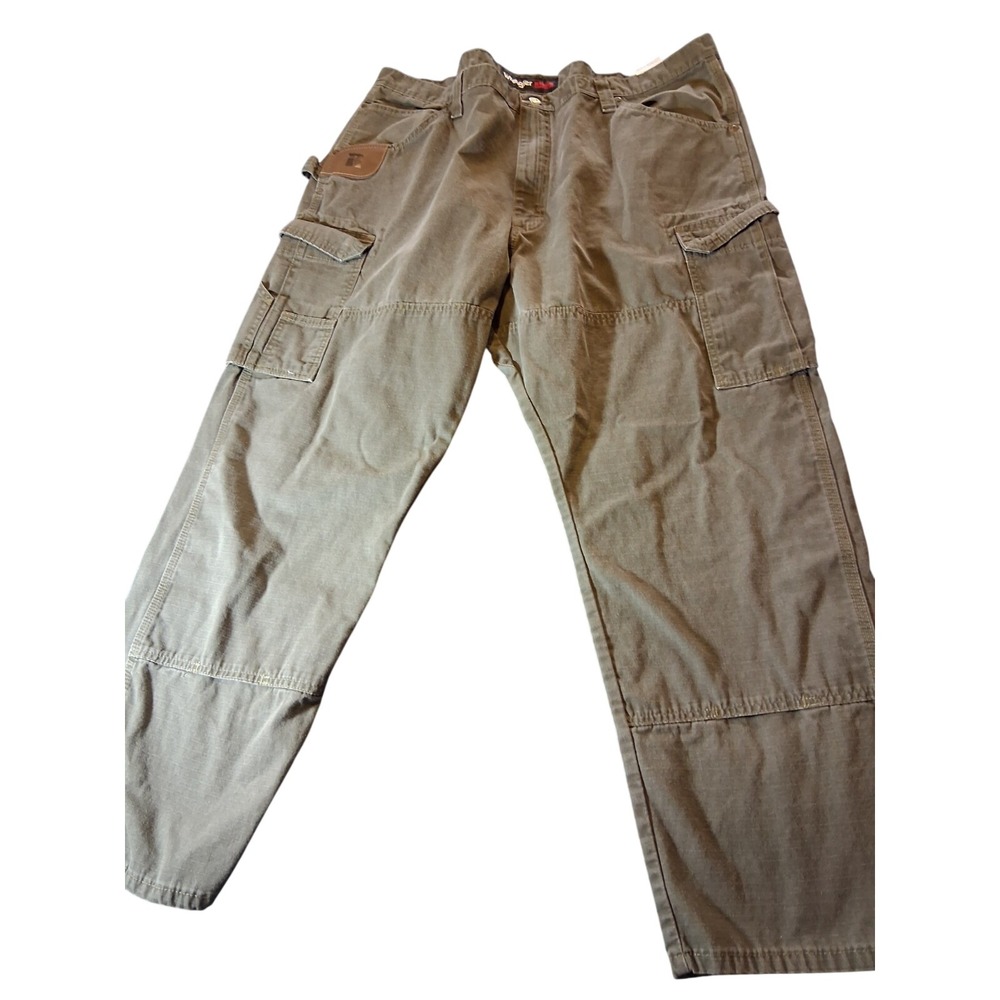 Wrangler Riggs Workwear Ripstop Cargo Pants Double Knee Straigt Men 42x30 Gray